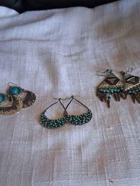 Elegant Turquoise Beaded Hoop Earrings - Women Jewelry